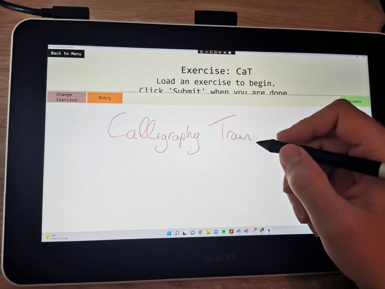 Calligraphy Trainer software in use